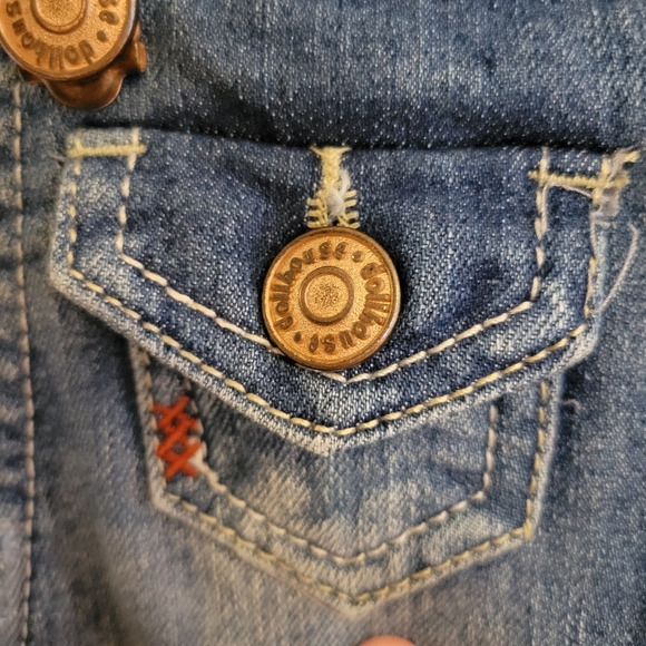 Medium wash denim blue distressed overall romper shortalls overalls Dollhouse XS - Picture 4 of 11